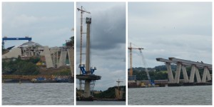 North, South and central views of the construction of Queensferry Crossing