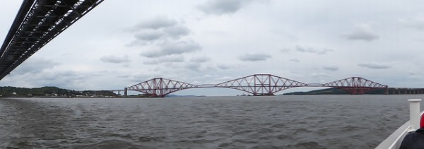 Under the Forth Road Bridge looking towards the Forth Bridge on the Forth Belle
